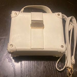 Creamy white hand bag with long straps